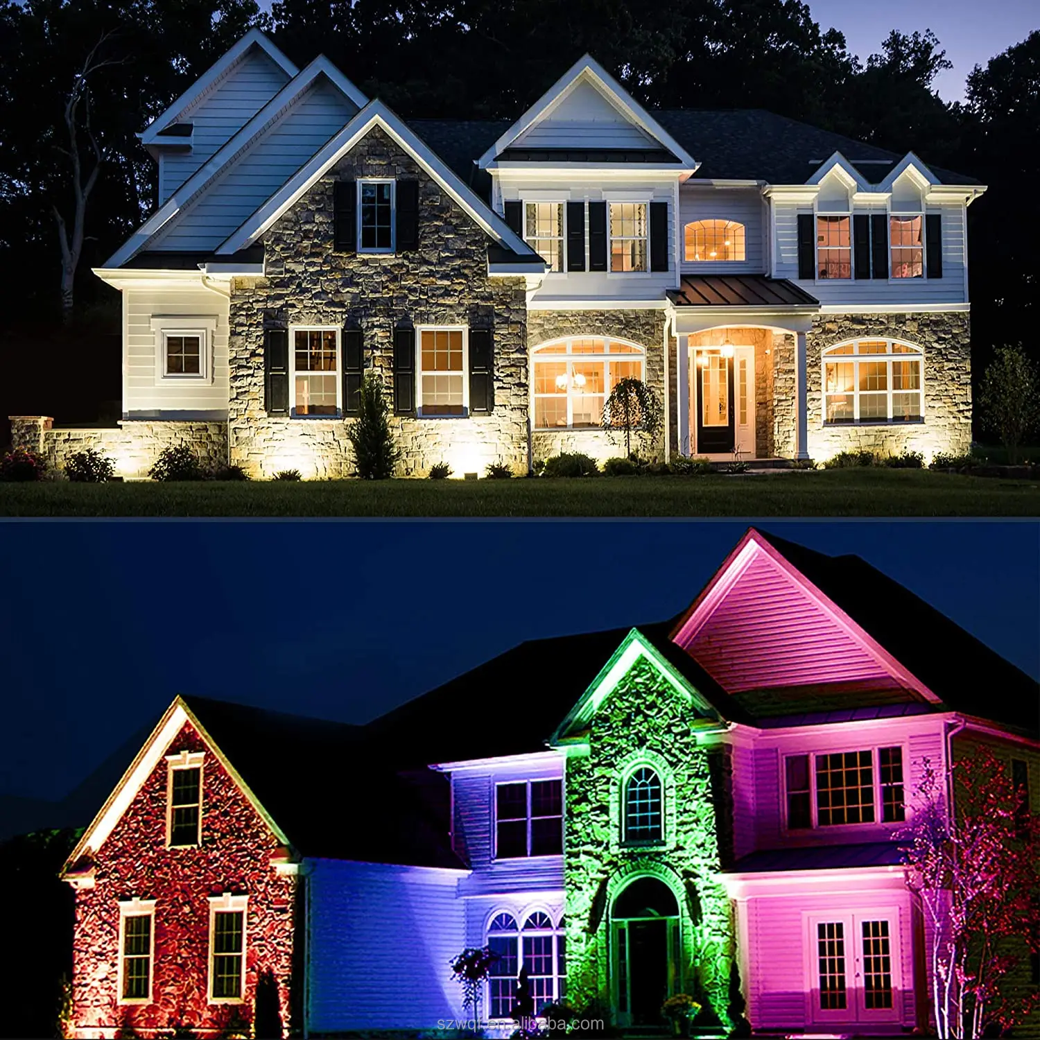 RGB Garden Light 7 Color Changing Solar Spot Lights Outdoor LED Solar Landscape Spotlight IP65 Security Wall Lamp