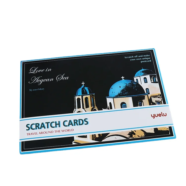 Customized high quality landscape motivational rainbow motivational magic scratch off sticker paper with envelope