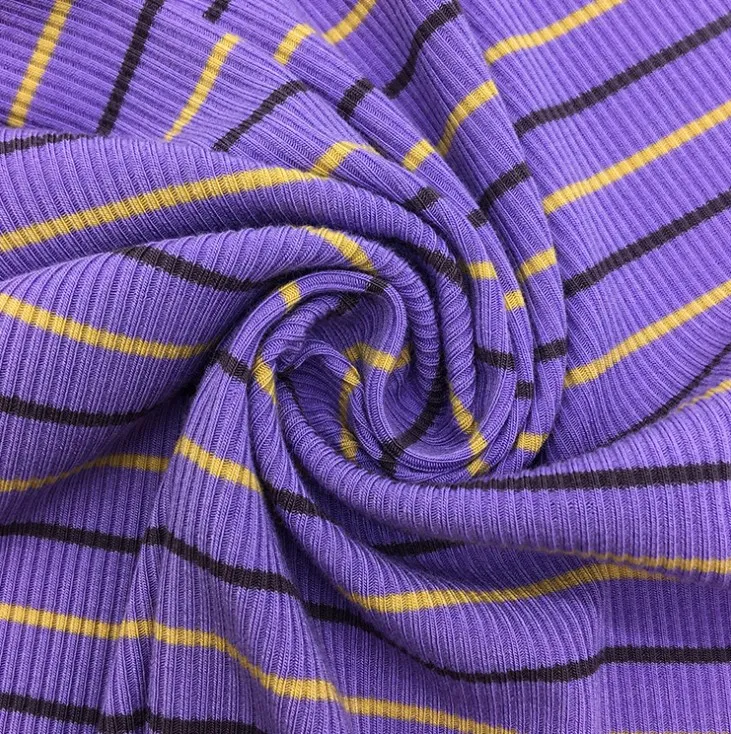  New fashion 2x2 rib yarn dyed 95%cotton 5%spandex stripes