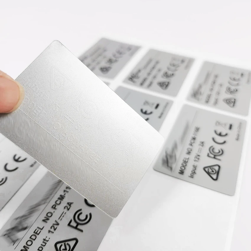 Custom Waterproof Matte Silver Adhesive Label Panel Stickers PET Labels CE Mark Electronic PC for Package Stickers Printing