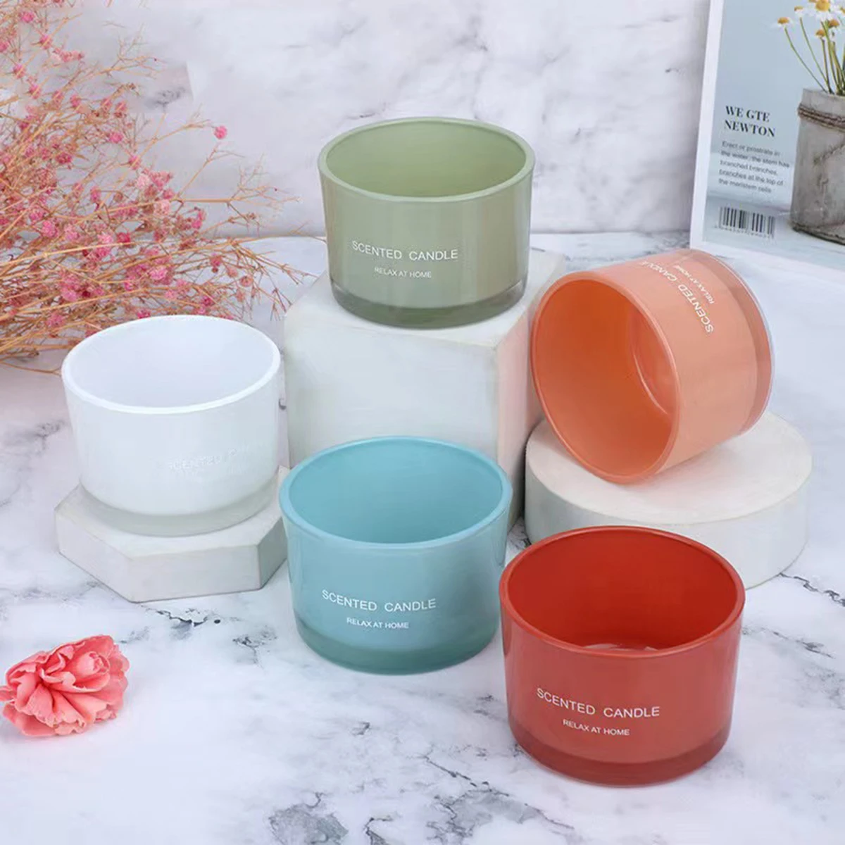 Wholesale candle jars luxury with lids cylinder dome cover candle jar square glass jar for candle