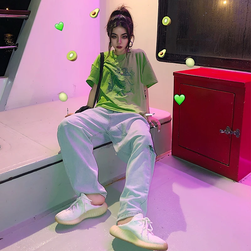 short sleeve Tees dropshipping clothes vegan Cotton Harajuku vintage Fun dragon women T-shirt  gothic mesh top punk shirt