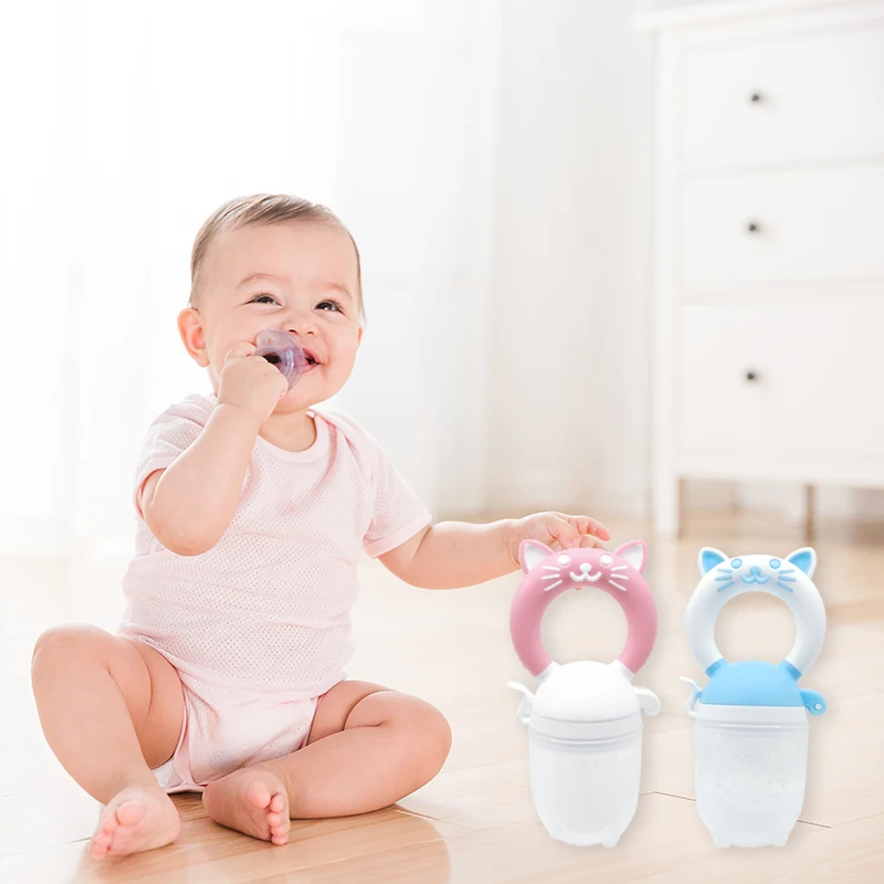 Newborn Pacifiers  Silicone Cat Baby Pacifiers Infant Fruit Food Feeder Pacifier
