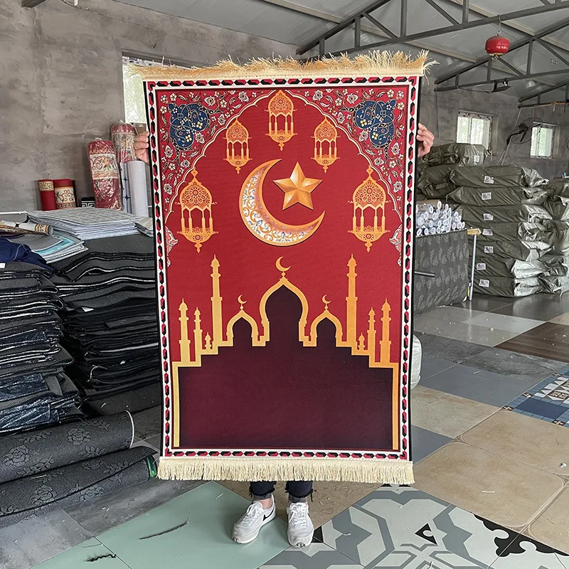 Libosa Factory Direct supply prayer printing prayer mat prayer Carpet Crystal velvet carpet living room worship blanket