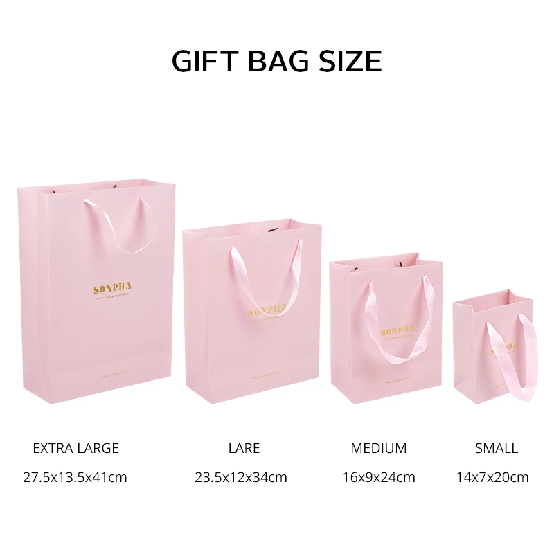 Boutique Bolsa De Papel Pink Printing Paper Shopping Bag With Ribbon Handles Clothing Packaging Custom Logo Paper Bags