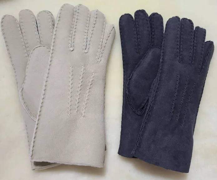 2025 New Beige wine luxury merino Sheepskin gloves ladies genuine leather lamb skins gloves women lamb fur gloves