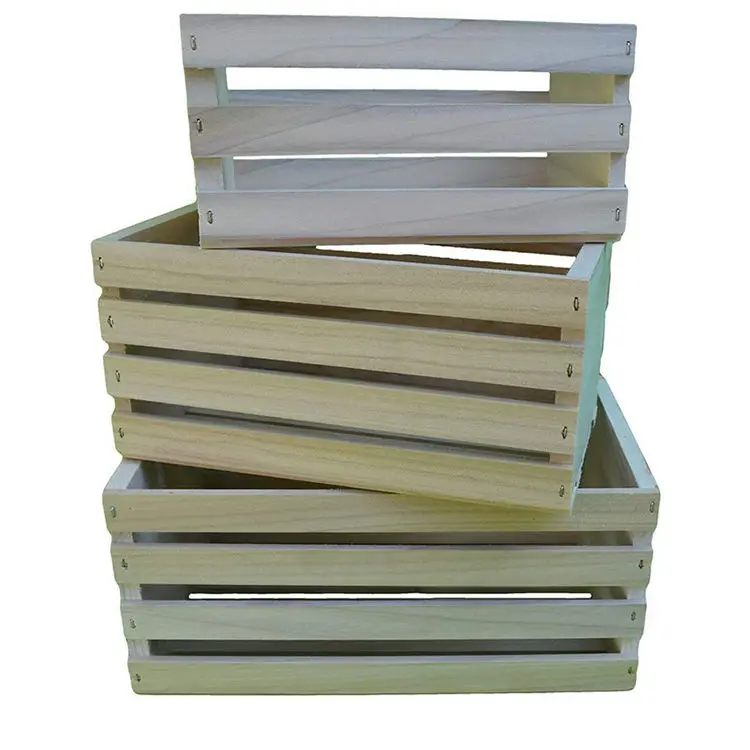 Custom size country unfinished Poplar  wood crate  boxes pallets for gift apple egg