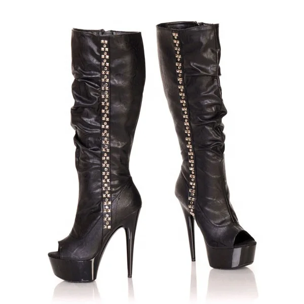 Sexy stage performance side zipper boots 15 cm high with pole dancing boots