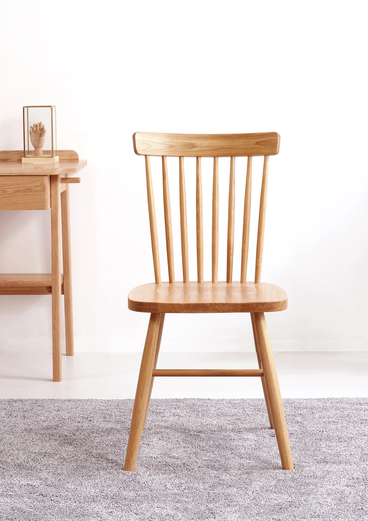 
Pure solid wood dining chair oak chair northern Europe simple bedroom makeup chair family armchair 