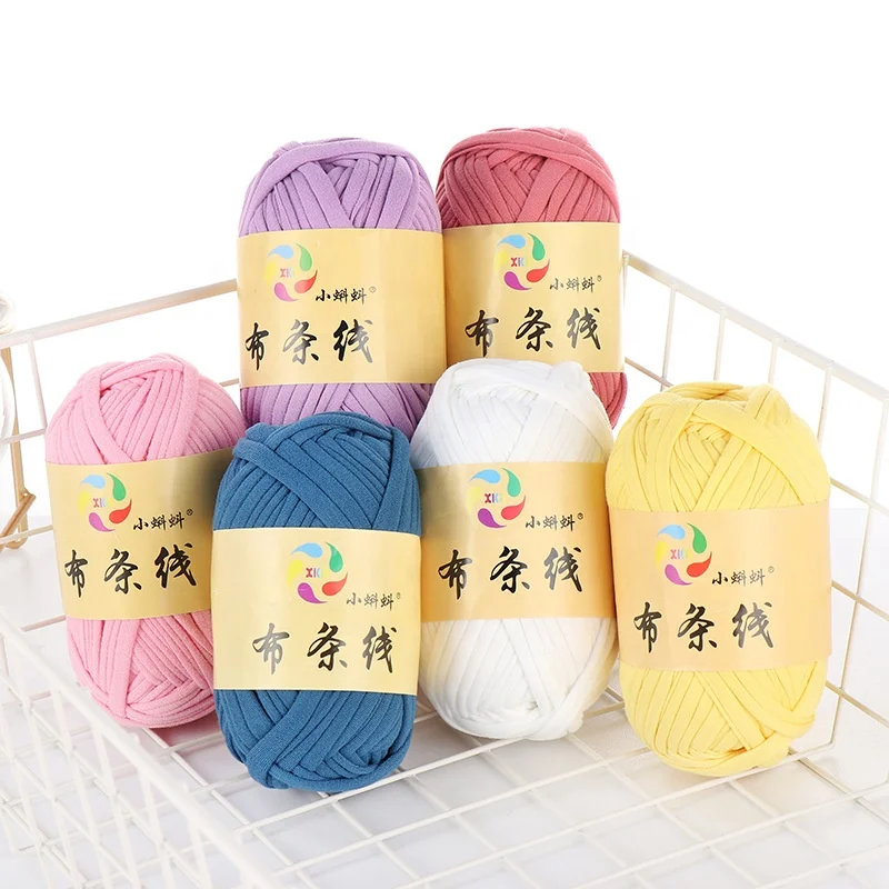 high elasticity Colorful T-Shirt Yarn Bulky Spaghetti Yarn Craft Material DIY Crochet Yarn Chunky Knit Rug for Basket Pet Bed