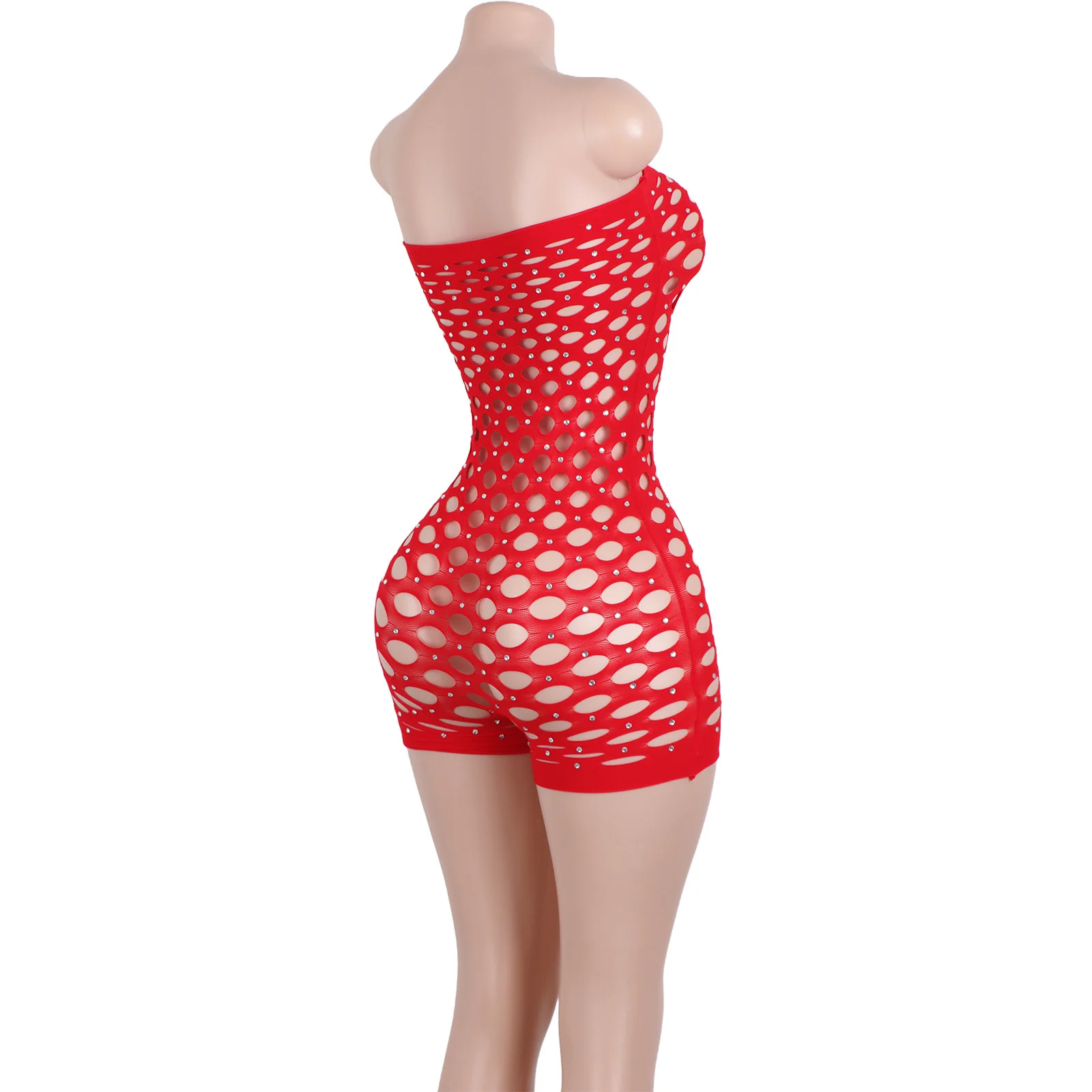 Exotic Women Rhinestone Mesh Bodysuit Nightclub Shorts Set Dancer Sexy Dancewear Striper Outfits Performance Wear Underwear