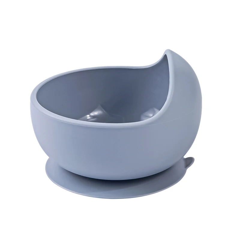 Eco Friendly Grey BPA Free Waterproof Safely Suction Bowls Toddler Baby Feeding Items Food Grade Silicone Baby Bowl
