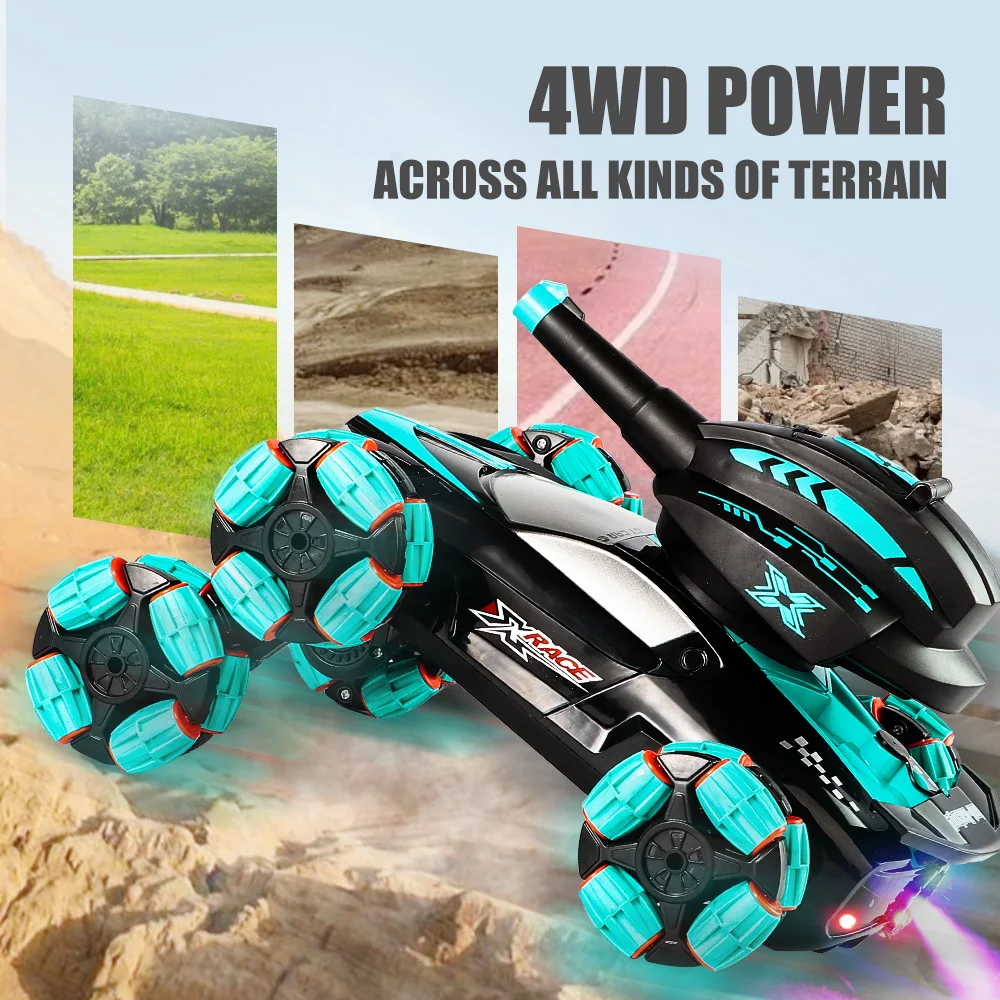 2.4G 8-pass Can Launch Water Bomb Remote Control Tank Hot Sale Radio Control Stunt Car With Spray RC Tank Drift Car For Kids
