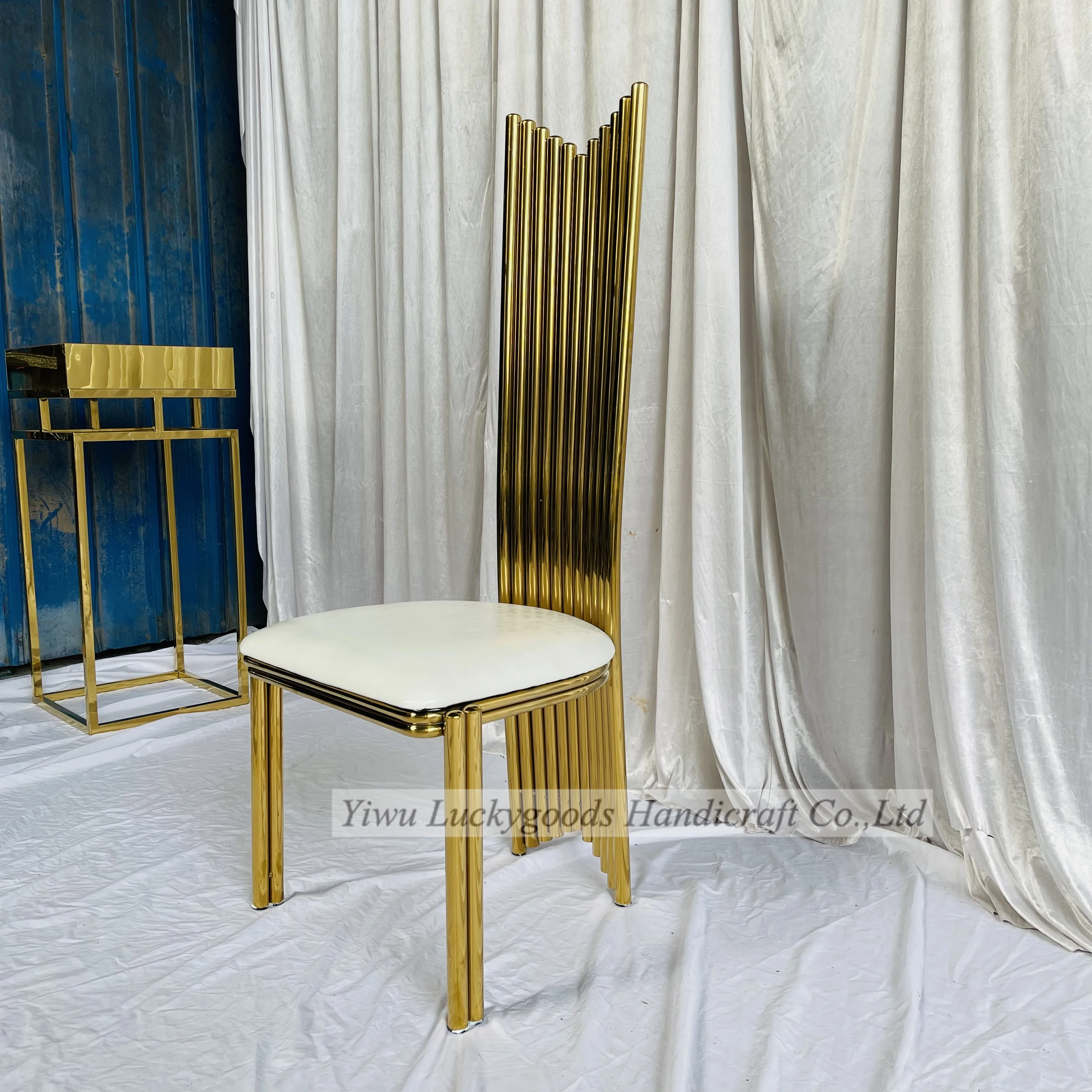 CY210813-1 Fancy stainless steel luxury back event gold wedding chairs
