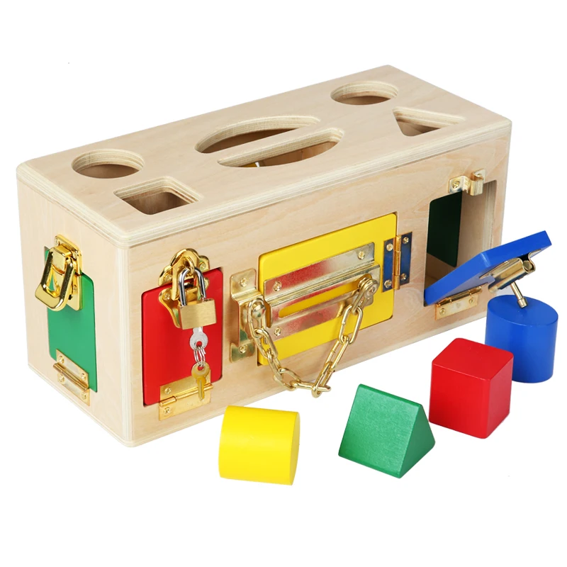 Montessori early education treasure box DIY for training memory wooden toys matching learning Locking Box