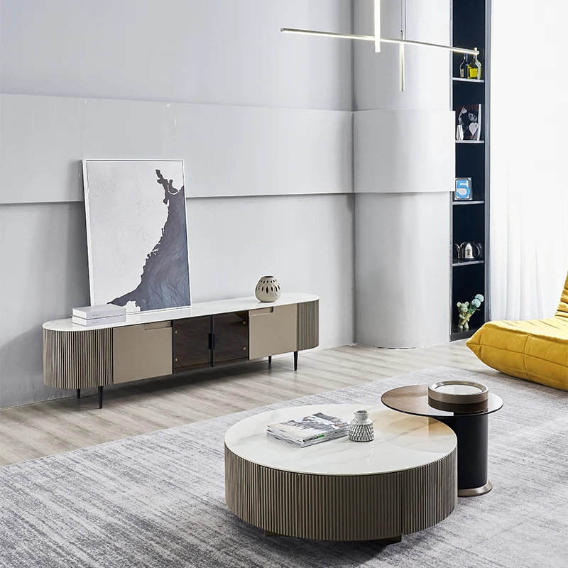 Living room furniture new design tv stand and coffee table set with storage