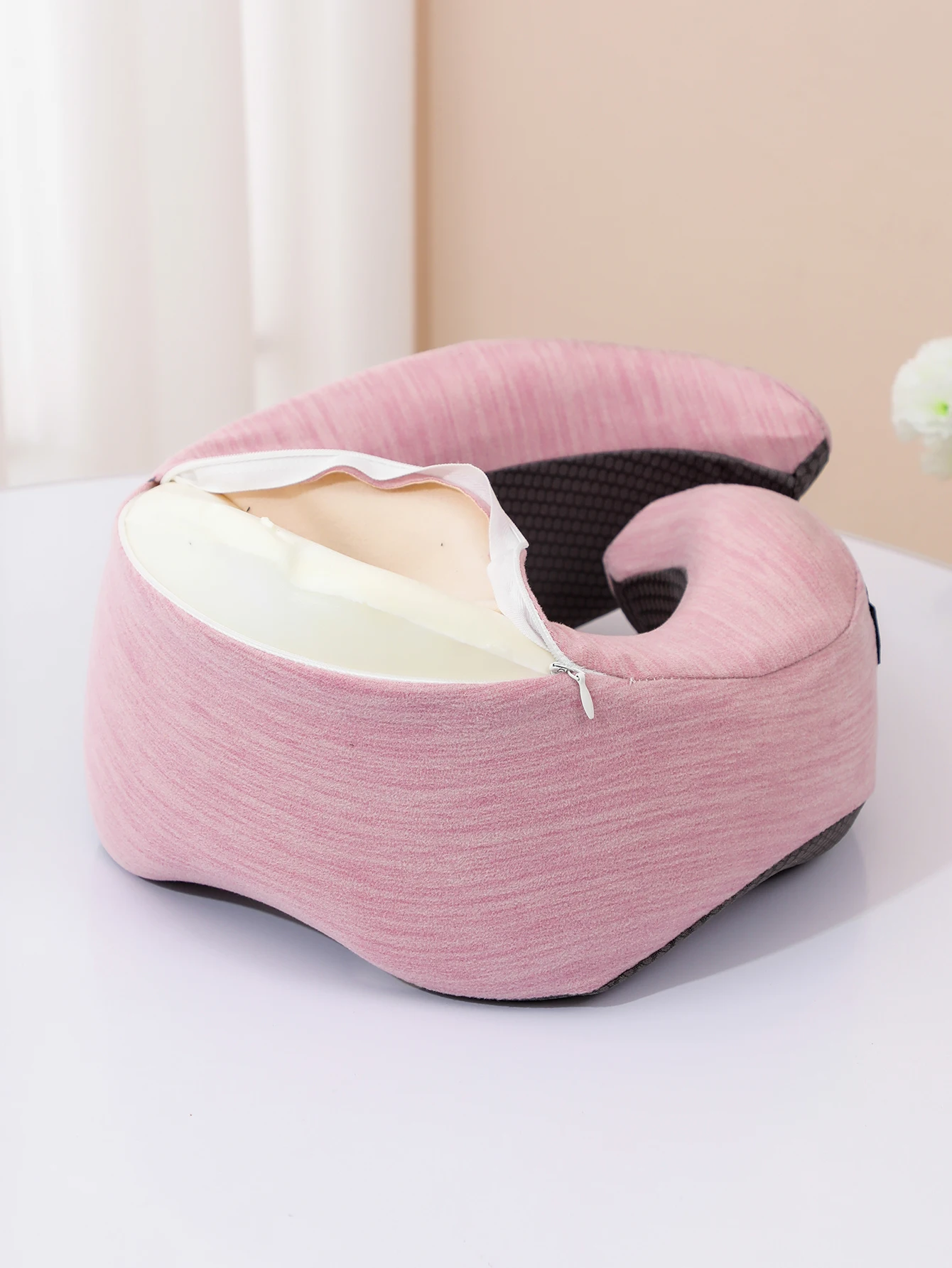 Customizable U-Shaped Aircraft Travel Pillow Memory Foam for Camping with Magnetic Cloth Portability Neck Pillow
