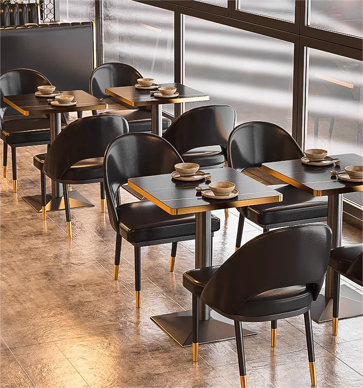 Hot Sale Restaurant Furniture Modern Booth Seating Black Color Leather Fast Food Table and Chair Set