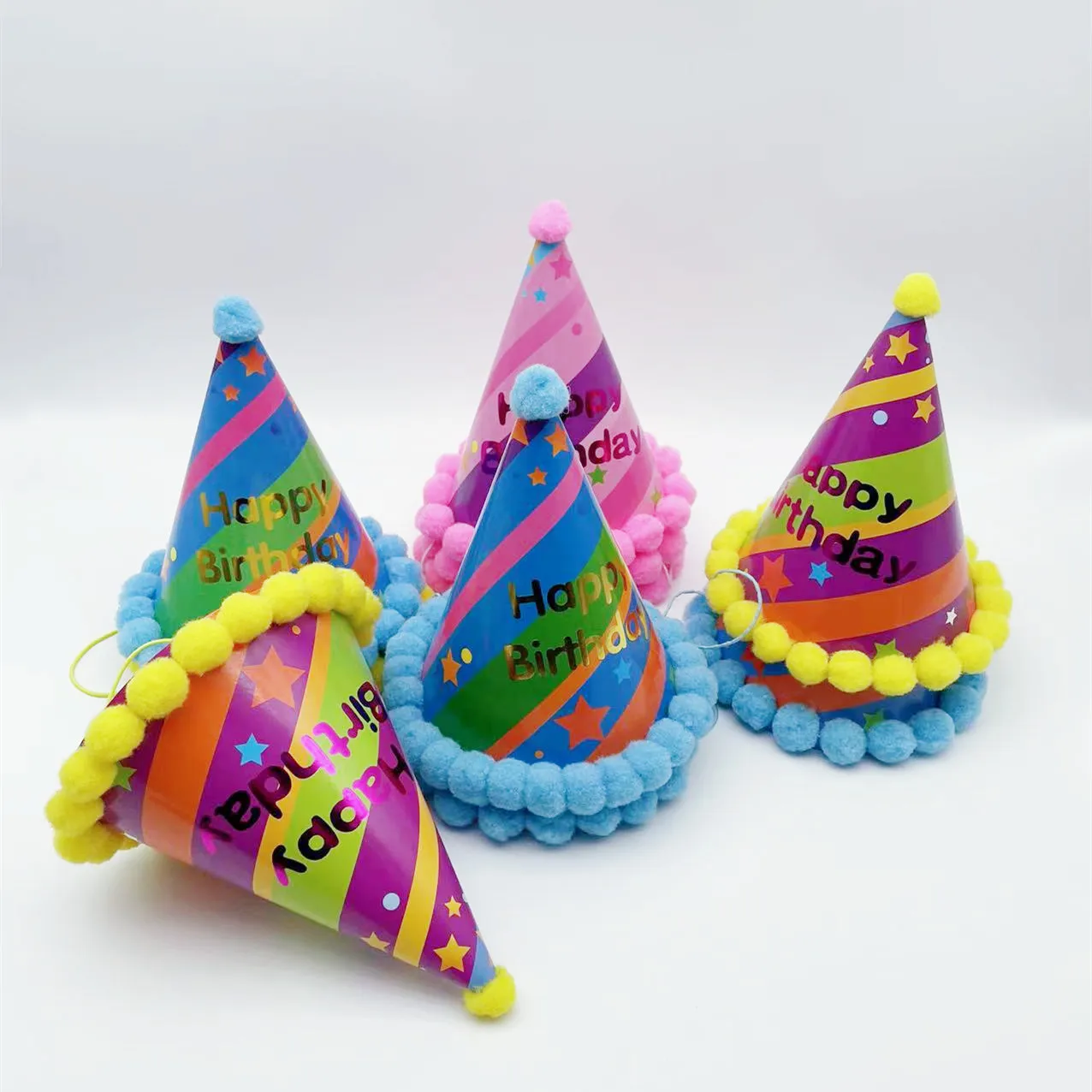 party hat birthday paper cone  Colorful With Star Funny Hats Mix Festival Carnival Party Hat