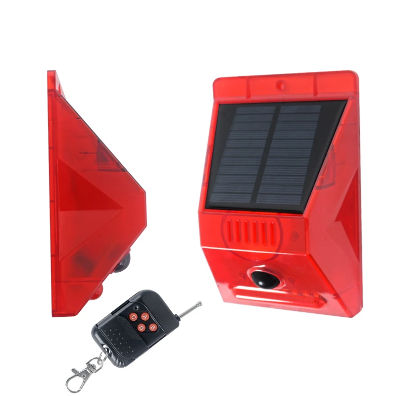 
led solar wall flame wireless alarm system home security wateproof IP65 solar lights outdoor garden 