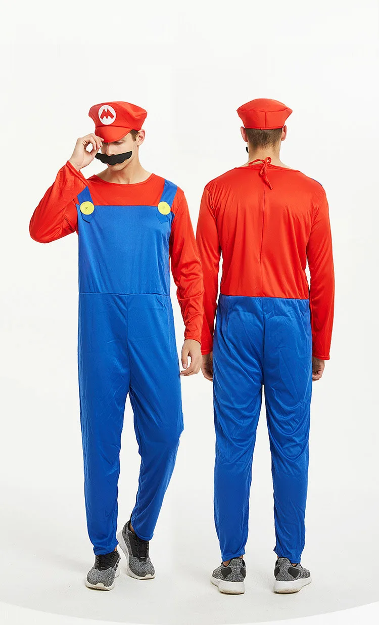 LMY Child Performance Wear Role Boy Dance Play Super Mario Bros Suits Halloween Costume Anime Cosplay Jumpsuits Dress Clothes