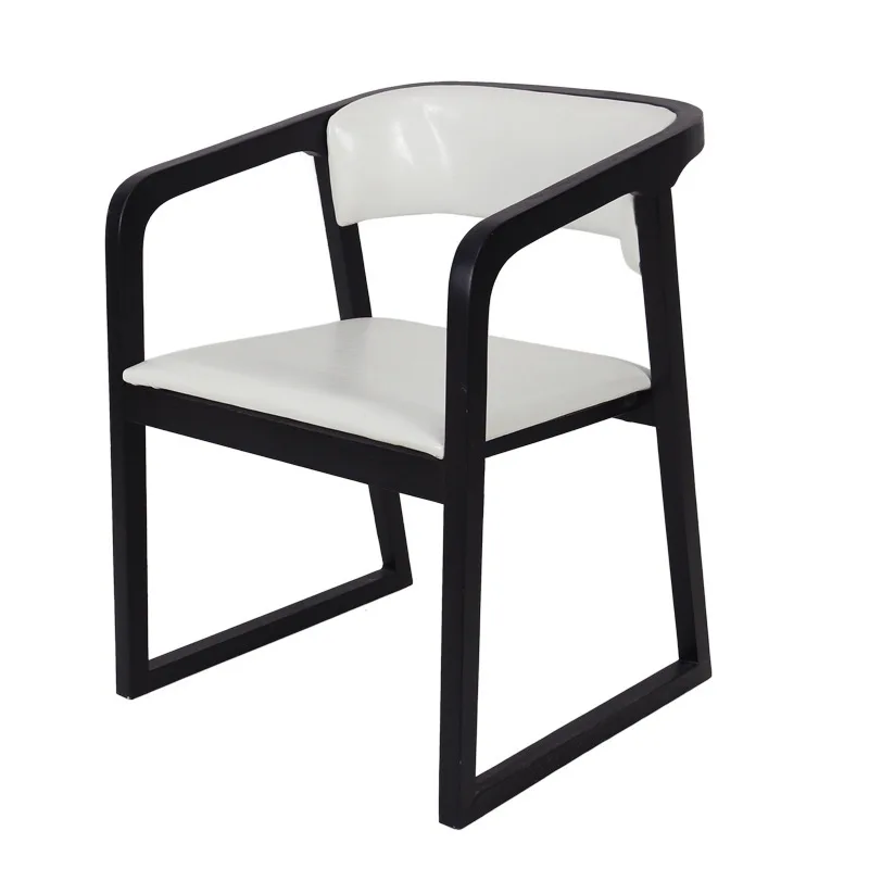 American style luxury dining room black wooden dining chairs pu leather armrest dining chair for sale