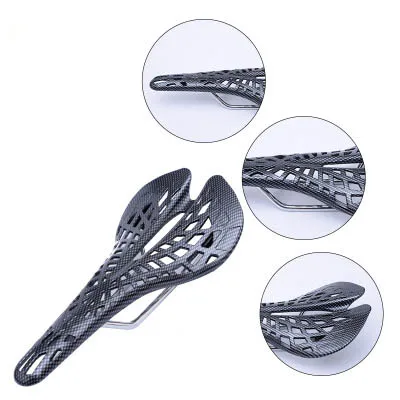 Bicicleta Factory Supply Super Light Mountain Road Fixed Gear Bicycle Seat Hollow Carbon Fiber Pattern Bike Saddle