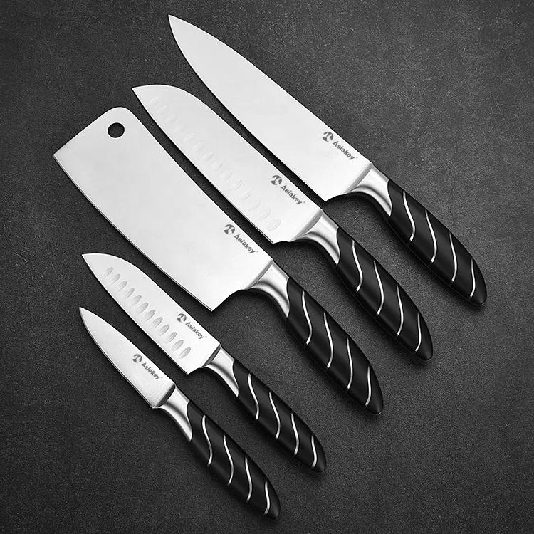 Factory 5 Pieces Stainless Steel with ABS handle wave pattern kitchen knife set