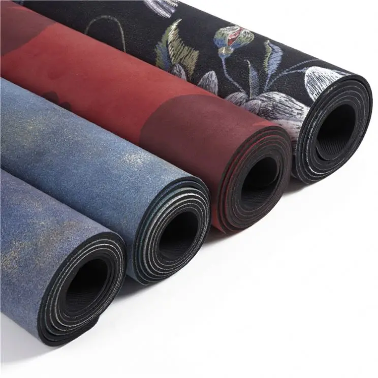 Custom logo 1830MM Large Foldable Yoga Mat Travel Fitness Accessory Natural Rubber Printed eco Suede Yoga Mat