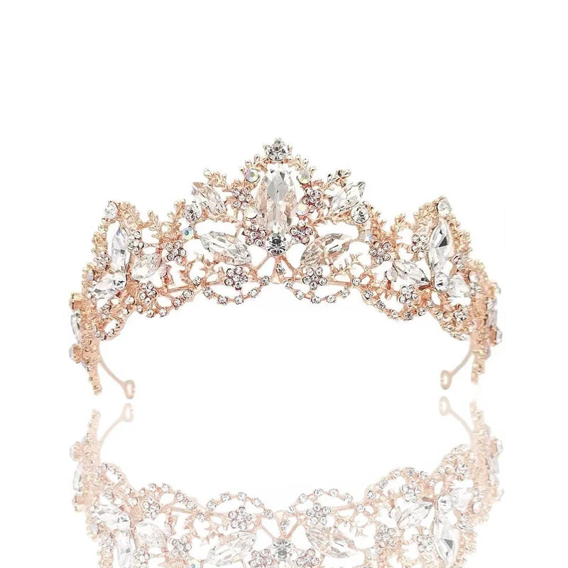 Baroque Luxury Coronas De Reinas Tiaras 15cm Wedding Tiara Bridal Crowns For Queen Alloy Delicate Crown Embellishments Tiara