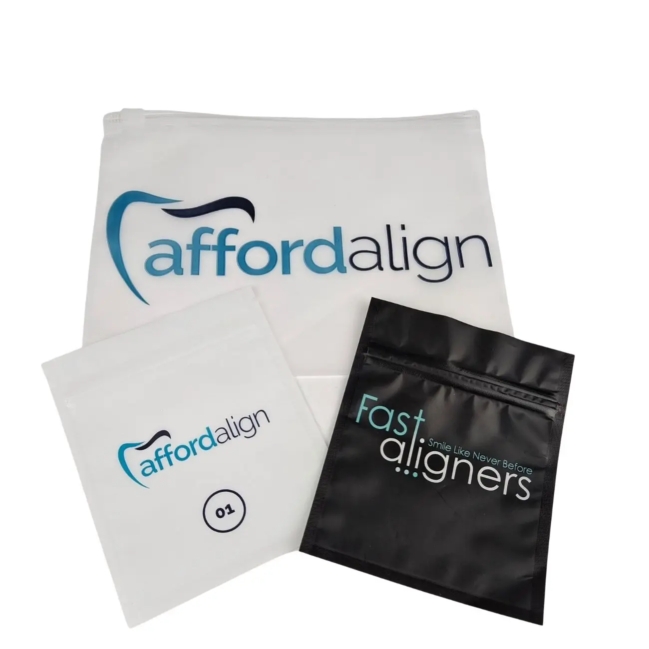 Custom Printed Teeth Home Clear Aligners Mylar Packaging Bags With Reusable Zipper Retainers Flat Bags For Clear Aligner