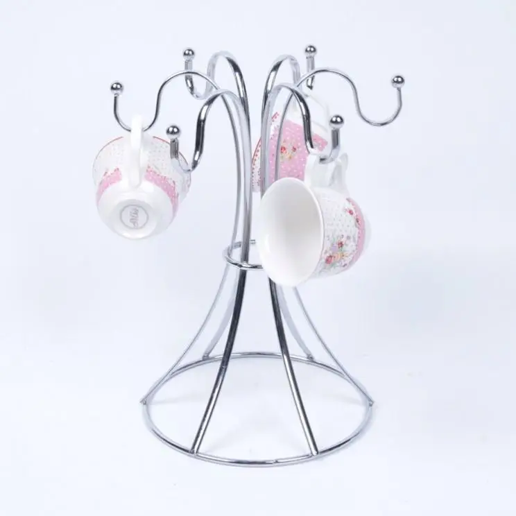 
 6 крючков, стойка для чашек тройника, кухонная хромированная стойка для сушки посуды, стойка для посуды с держателем для чашки  