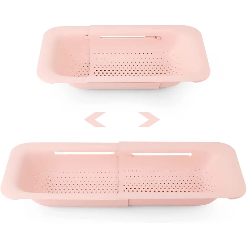 Collapsible Colander Over Sink Kitchen Extendable Strainer Fruits Vegetables Noodle Pasta Food Drain Basket Space Saver Drainer