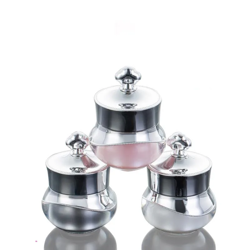 Customized acrylic plastic crown cosmetic jars for body cream golden cream containers