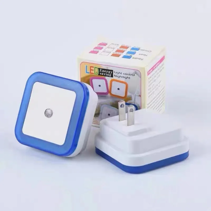Smart Light Control Night Light Led Square Corridor Bedroom Staircase Socket Wall Lamp Creative Gift