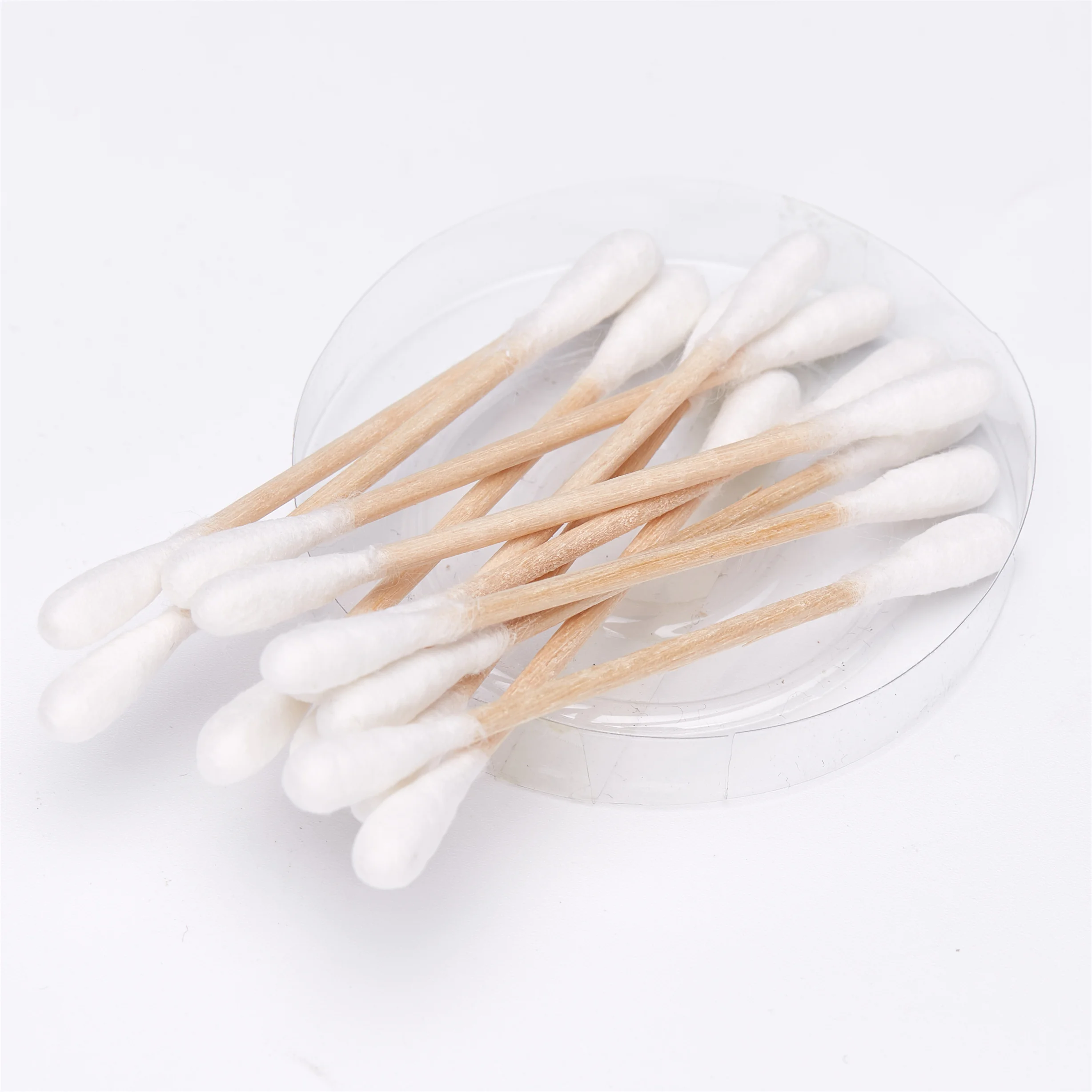 Custom Logo Double-headed Reusable Bamboo Ear Sticks with Bamboo Box Makeup Silicone Cotton Swabs Bamboo Silicone Ear buds