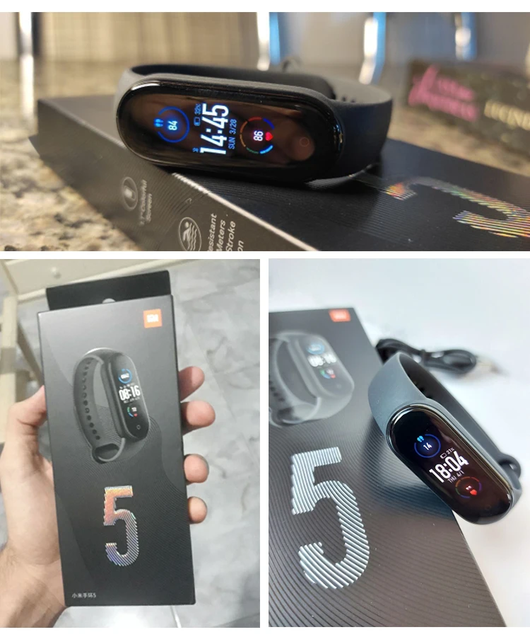 Оригинальный фитнес-браслет Xiaomi с пульсометром цветным экраном смарт-браслет M5 для