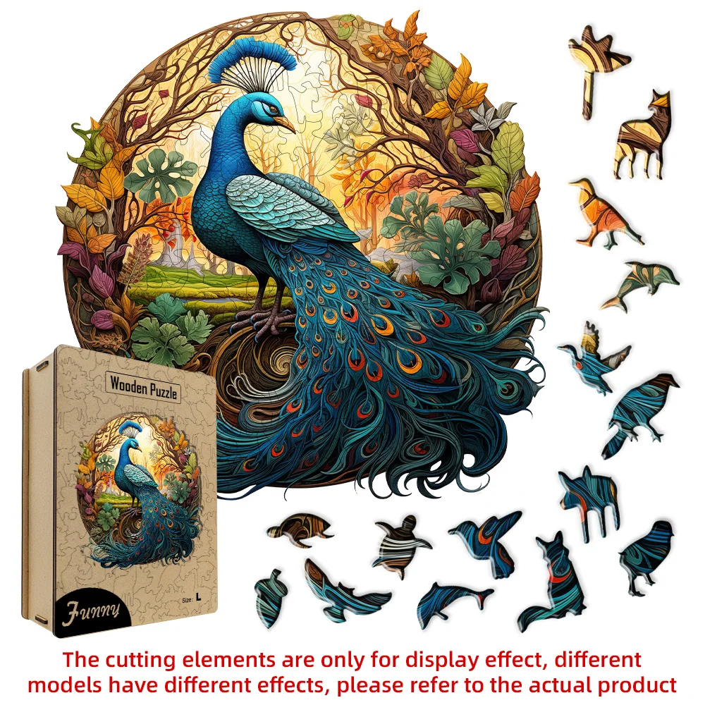 Hot Selling High Difficulty Hand-make Toy Animal Themes Wooden Puzzle Circular Shape Wooden Irregular Puzzle For Family