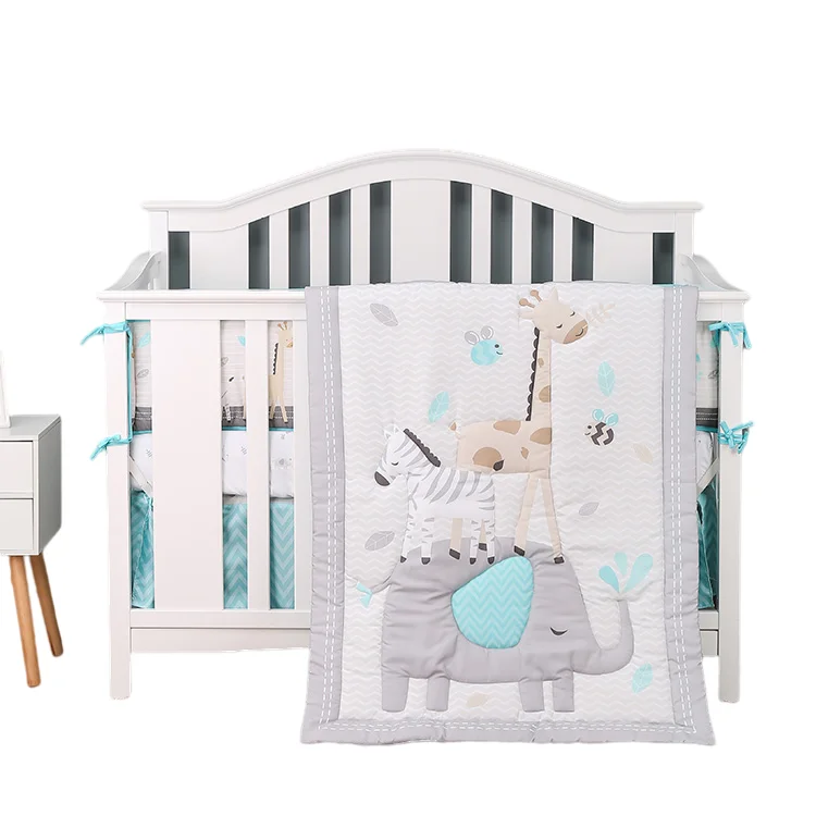 2022 Wholesale Crib Baby Animals Comforter Set Bedding