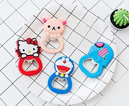 Hot Sale Portable Various Cute Mini Cartoon Silicone Metal Bottle Opener Beer Opener
