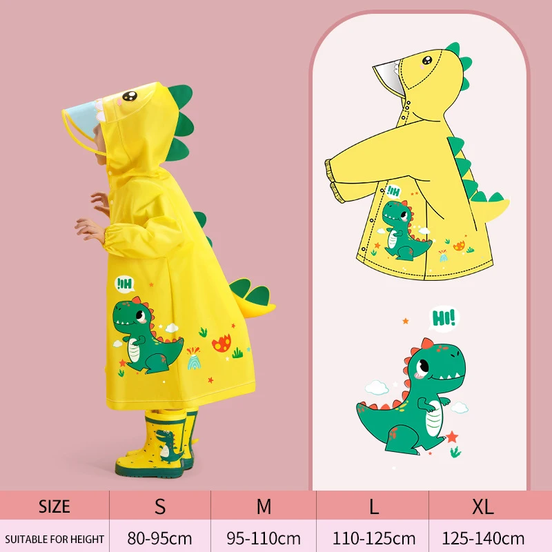 Girls Boys Raincoat wholesale Girls kindergarten elementary school children baby schoolbag bit poncho