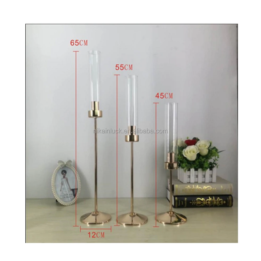 Gold Taper Candle Holder Centerpiece for Wedding