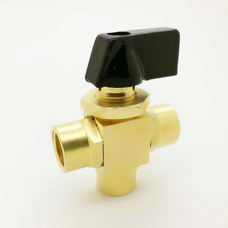 
VB series three ways brass ball valve with black handle 