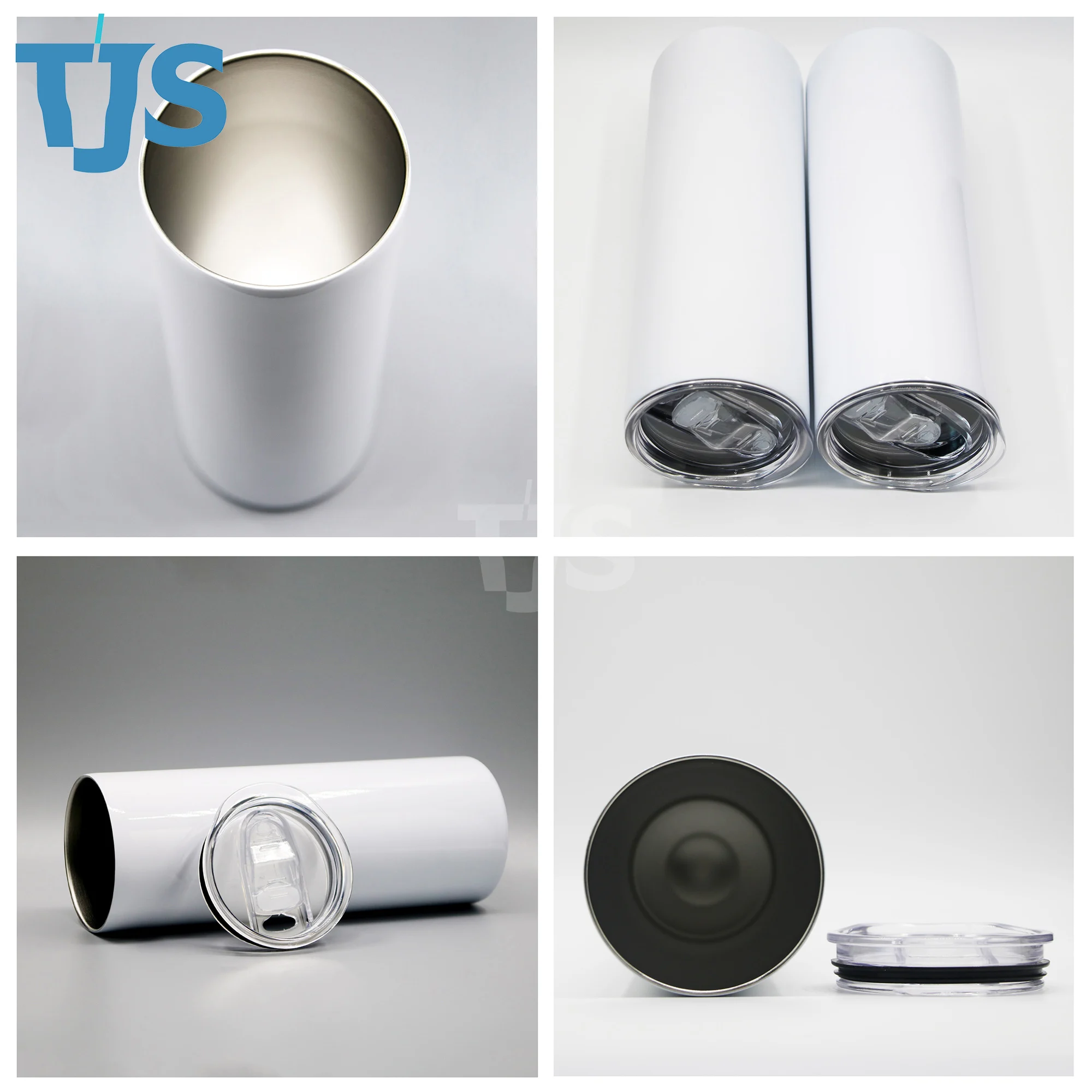 Free shipping USA warehouse RTS 20 oz white straight skinny blanks sublimation tumblers 20oz with plastic straw and rubber