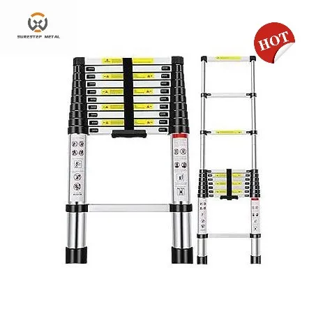 Adjustable Aluminum Telescopic ladder Max loading 150kg EN131