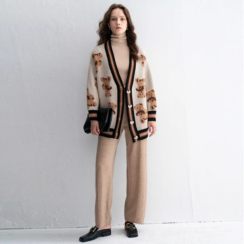 Custom cashmere cardigan sweater oversized sweater women loose cashmere cardigan women