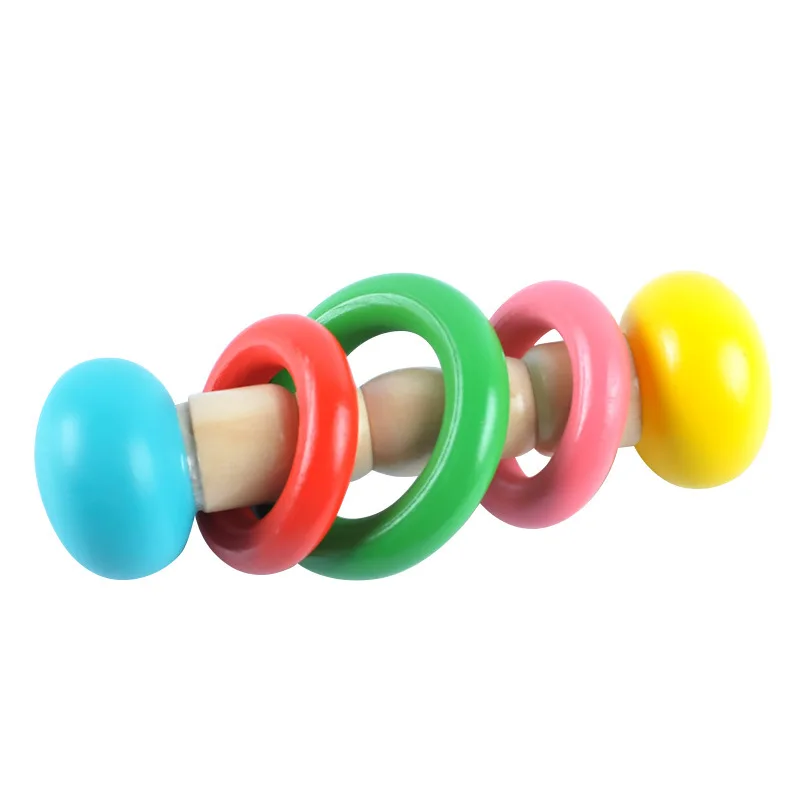 4 Styles Montessori Kid Baby Toys Bell Wood Rattle Toys Handbell Musical Educational Instrument Toddlers Rattles Handle Baby Toy