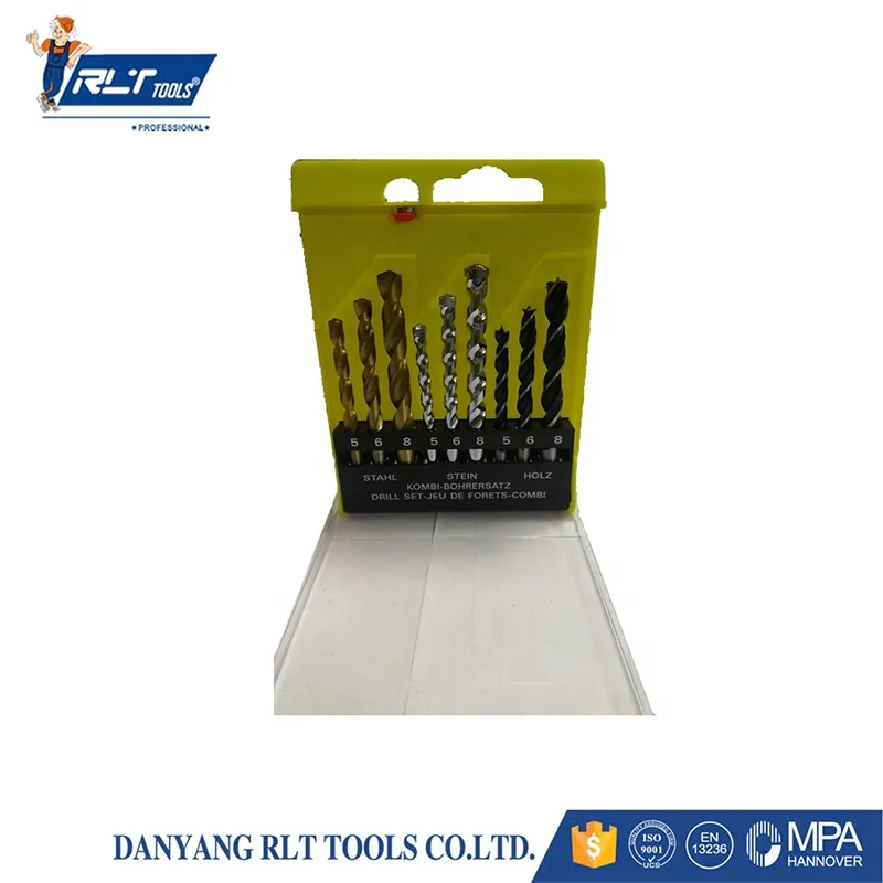 9pcs drill bit set combination drills set for wood ,stone and metal