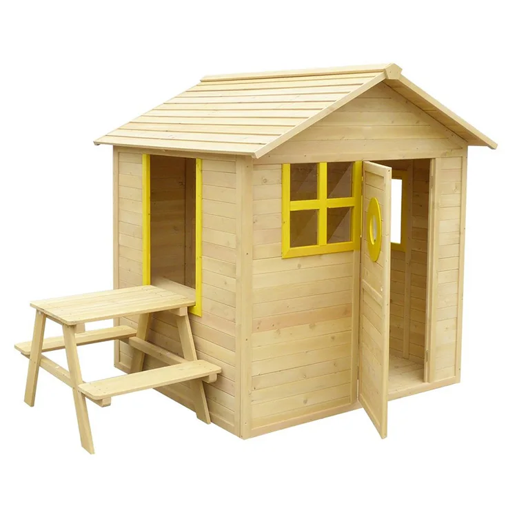 Hot Selling  Droad Garden Cubby Wooden Kids Outdoor Wendy Playhouses with table and chair