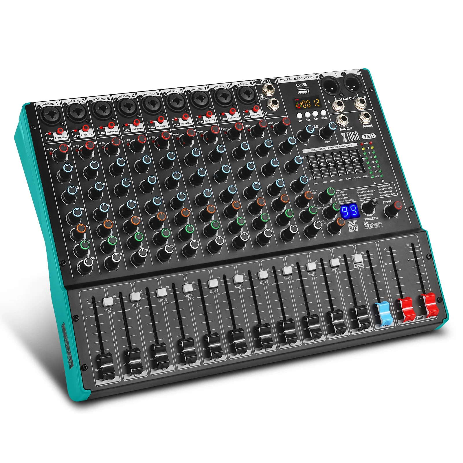 11 канальный аудио микшер-Консоль серии TS с 99 DSP aux soundcard 7 band EQ 60